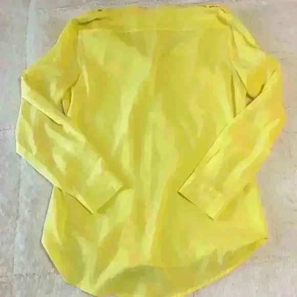 Calvin Klein Bright Yellow Adj LS Button Up Tab Shoulder Hem Top Woman Small - Picture 7 of 10